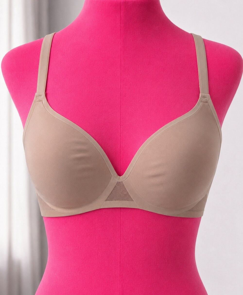 HONEYLOVE Crossover Wireless Bra Size Medium 36 B/C Nude Comfort